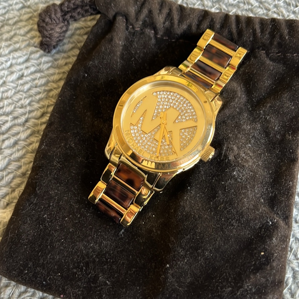 Michael Kors Gold and Tortoise Shell Watch - Picture 1 of 3